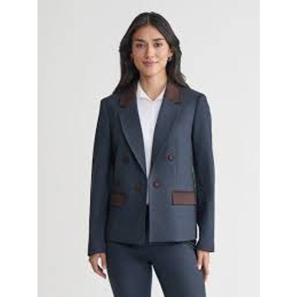 Jones New York Blazer, Faux Double Breasted Jacket, Scuba Suede, Sz PL